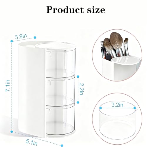 3-Tier Rotating Hair Accessories Organizer & Makeup Brush Holder - Pink