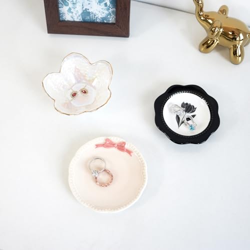 Ceramic Ring Holder Dish with Pink Bow | Ardax Bowknot Design
