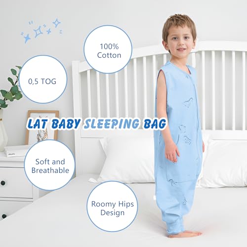 LAT Summer Baby Sleep Sack with Legs - Dinosaur Cotton Wearable Blanket
