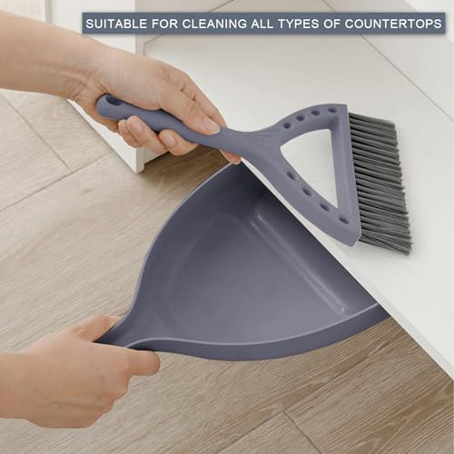 BSMstone Mini Broom and Dustpan Set - Compact Cleaning Tool for Desk, RV, Camping, and Dorms (Blue Gray)