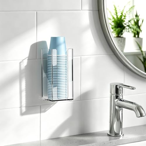 Wall-Mounted Cup Dispenser for 3oz Mouthwash Cups - Clear Acrylic