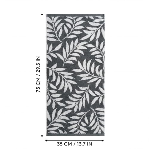 Artoid Mode Beige Grey Leaves Jacquard Hand Towel 1PC - 13.7" x 29.5"