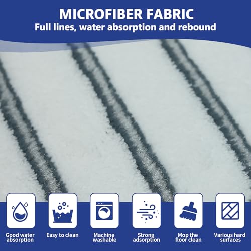 High-PQ Microfiber Flat Mop Head Replacement Refills 4-Pack with Pad and Scraper