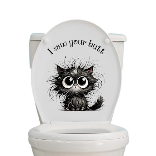 Funny Cat Toilet Seat Decal - I Saw Your Butt Prank Sticker