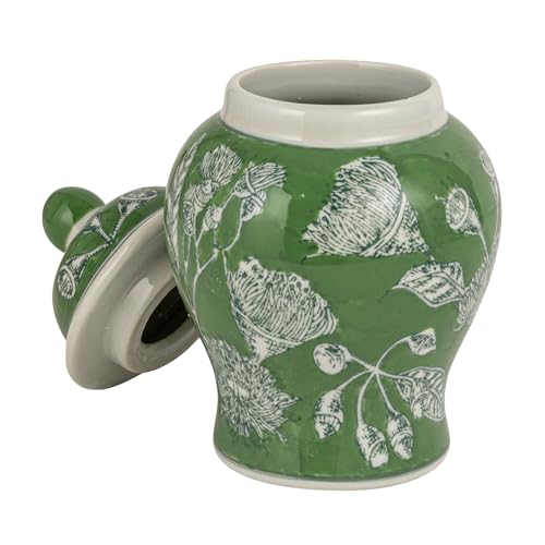 Creative Co-Op Decorative Ceramic Ginger Jar with Domed Lid, Green