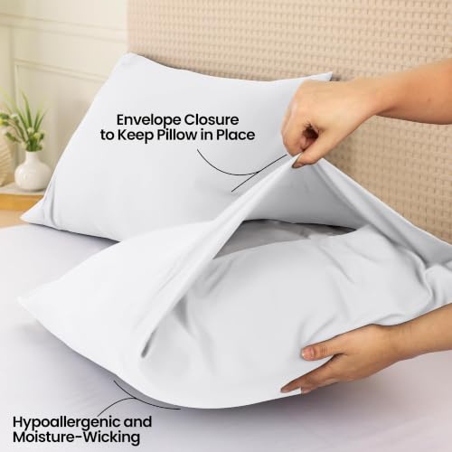 Queen Size Pillow Cases Set of 2 - Ultra Soft Microfiber Covers, White