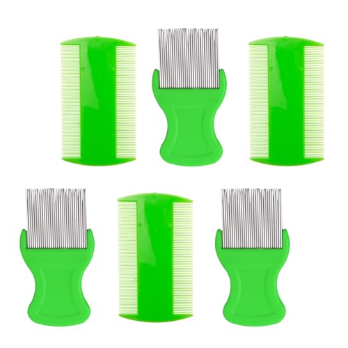 HESSION Metal Teeth Flea and Lice Comb Set - 6 Pack Pet Grooming Combs