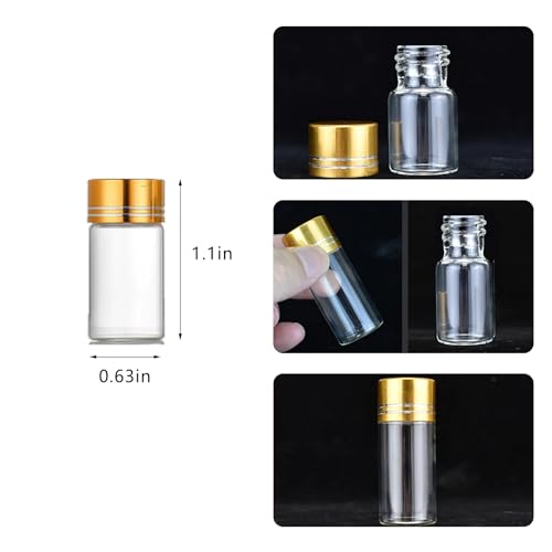 4Pcs Mini Glass Jars with Lids - 2ml Clear Vial Containers for Crafts