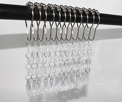 WANLIAN 12-Piece Rustproof Stainless Steel Shower Curtain Hooks - White