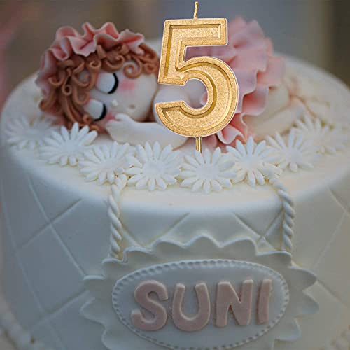 Luter Gold Glitter Number Birthday Candle 2.76 Inch Cake Topper Decoration