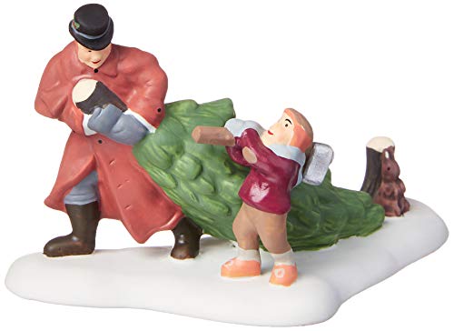 Christmas Village Figurine - Dickens' Series Father and Son Tree Cutting Accessory