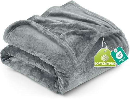 Utopia Bedding Queen Size Fleece Blanket - Ash Grey, 90x90 Inch