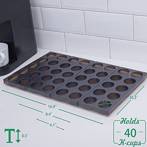 Wobivcs 20-Pod Coffee Organizer Tray for Kitchen Drawer Storage, Plastic with Non-Slip Mats