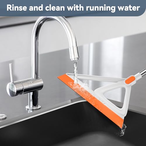 Nodirz Magic Silicone Squeegee Broom, 54-Inch Floor Sweeper - Orange