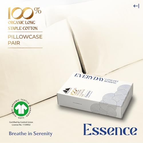 Mayfair Linen Organic Cotton Queen Pillow Cases Set of 2 - Ivory, Cool & Breathable