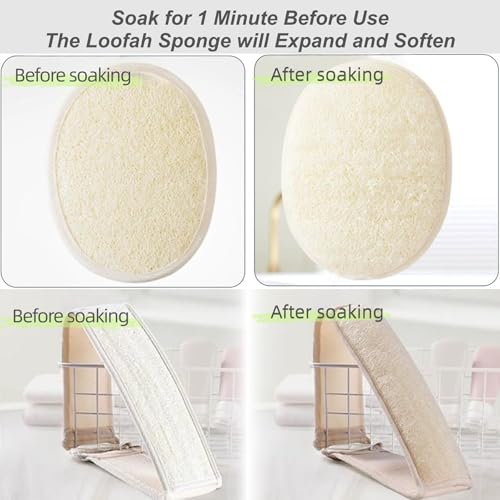 Natural Loofah Exfoliating Body Scrubber 2-Piece Bath Set