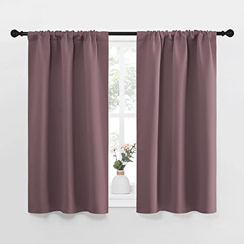 Short Blackout Curtains Set of 2 for Small Windows - Dry Rose 34"x45"