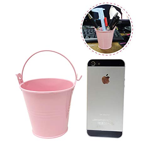 Pink Mini Metal Buckets 2-Pack for Candy, Snacks, Small Plants, Decorations