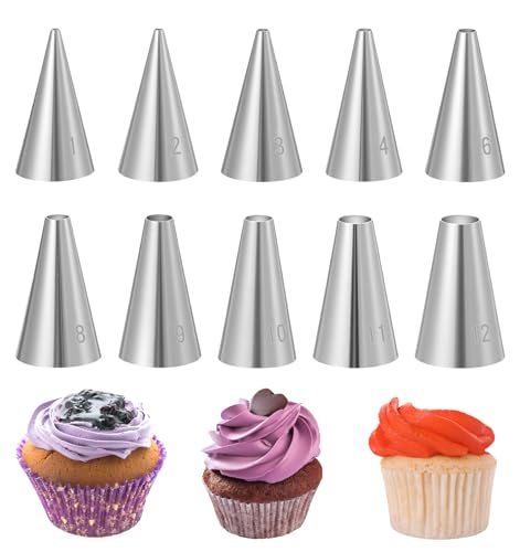 10-Piece Flower Piping Tips Set - Stainless Steel Cake Decorating Nozzles