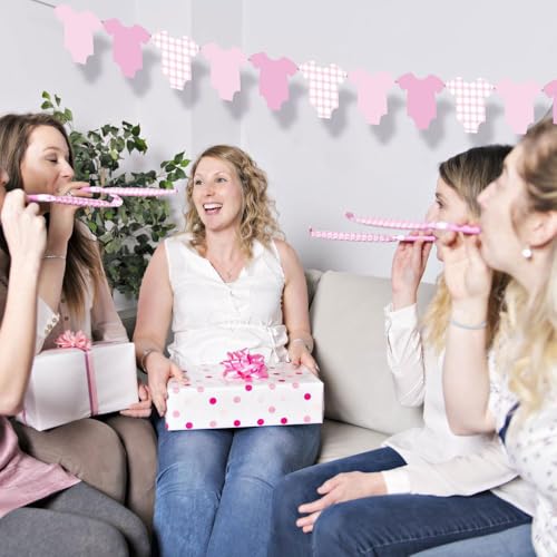 Pink Gingham Bodysuit Banner - 12 Piece Baby Shower Decoration