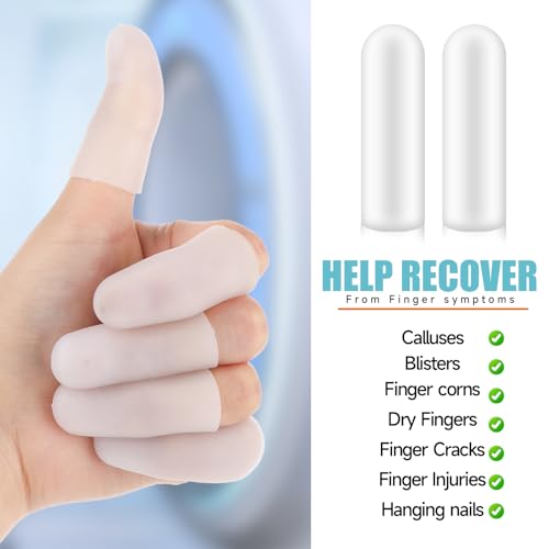 26pcs White Silicone Finger Protectors,Finger Covers,Finger Cots Small,Finger Tip Band-Aids for Finger Cracking Trigger Finger Arthritis Pain Relief