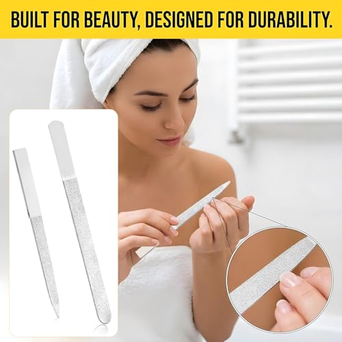 2 PCS Metal Nail File Set, Double-Sided Stainless Steel Nail Files for Manicure