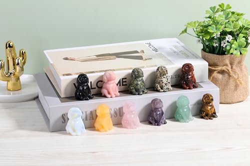Pink Rose Quartz Dog Figurine | Crystal Dog Statue for Home Decor