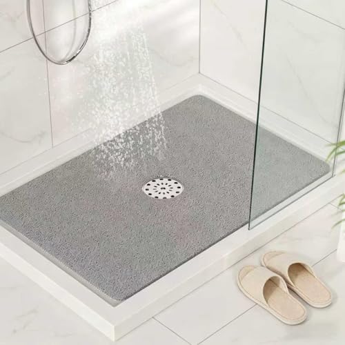 HITSLAM Non-Slip Shower Mat with Center Drain Hole, 24x16 Inch