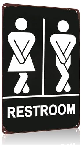 Funny Restroom Tin Sign for Bathroom Humor - 8x12 Inch