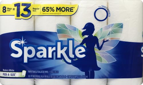 Sparkle Paper Towel, Pick-A-Size, White, 8 ct (Packaging May Vary)