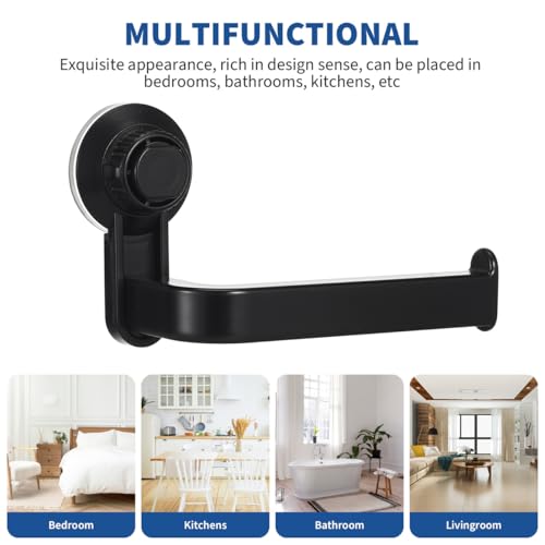Operitacx Suction Cup Toilet Paper Holder Matte Black No-Drill Wall Mount (6.49 x 3.93 inches)