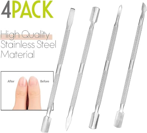 Metal Cuticle Pusher Tool Kit 4-Piece Stainless Steel Nail Cleaner