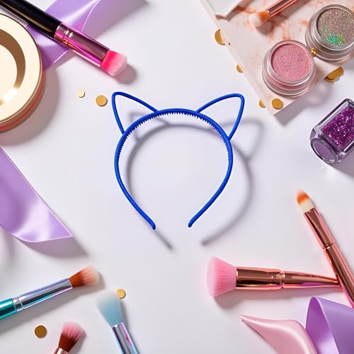 Blue Plastic Cat Ears Headband 2-Piece Set for Women
