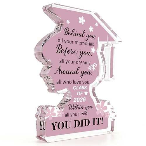 YINSSA 2026 Graduation Acrylic Plaque - Personalized Inspirational Gift for Her & Him