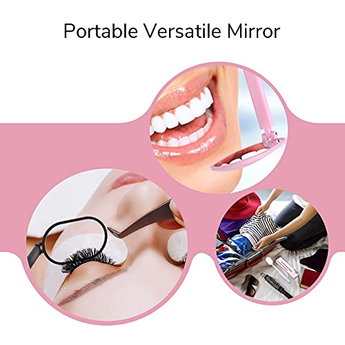 Miuffue Foldable Lash Mirror for Eyelash Extensions, 270° Rotating Black