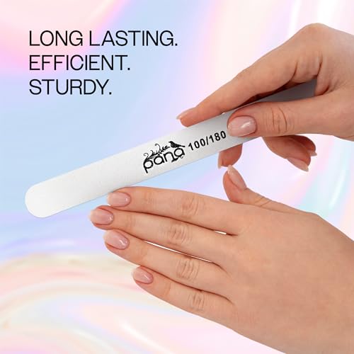 Pana Professional White Round Emery Board Nail Files 100/180 Grit 10-Pack