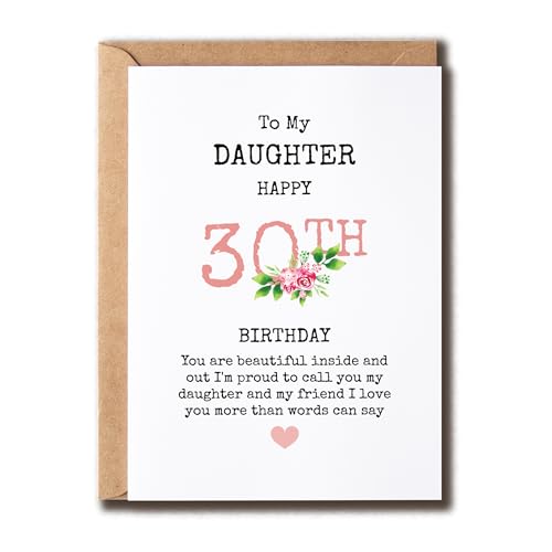 30th Birthday Card for Daughter - Premium Quality & Blank Inside