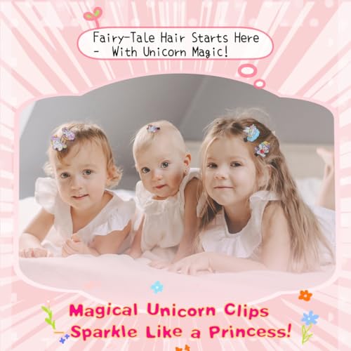 COHEXA 10-Pack Unicorn Hair Clips for Girls - Cute Non-Slip Resin Barrettes