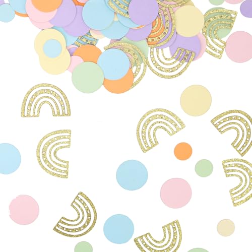 Rainbow Confetti Decorations - 240 PCS Pastel Party Decor