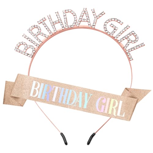 Coopyin Birthday Sash and Rhinestone Crown Set for Women
