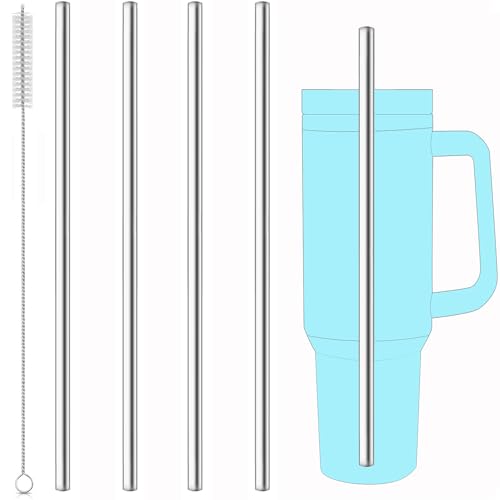 Reusable Stainless Steel Straws Set of 4 with Cleaning Brushes