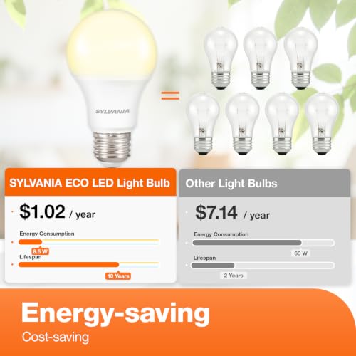 SYLVANIA A19 LED Light Bulbs, 60W Equivalent, 800 Lumens, Bright White, 4 Pack