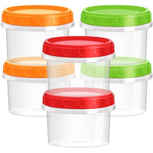 TOFLEN 8 oz Small Plastic Freezer Containers with Lids, 6-Piece Set