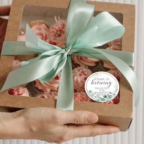 50 Greenery Baby Shower Favor Stickers - 2 Inch Round Labels