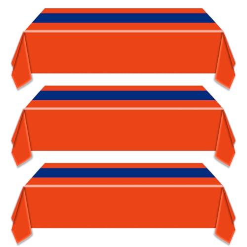 3-Pack Orange & Royal Blue Disposable Tablecloths - 108x54 Inch for Anime Parties