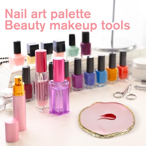 SynHHergyx Resin Nail Art Palette - Pink Gold Edge Mixing Plate