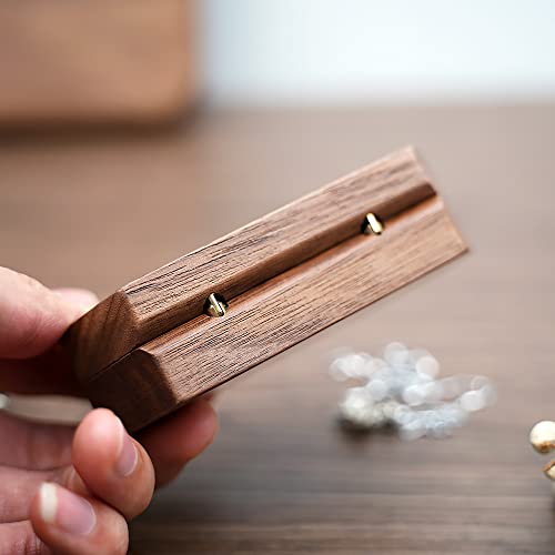 Engraved Wooden Double Ring Box - Walnut Jewelry Holder for 2 Rings
