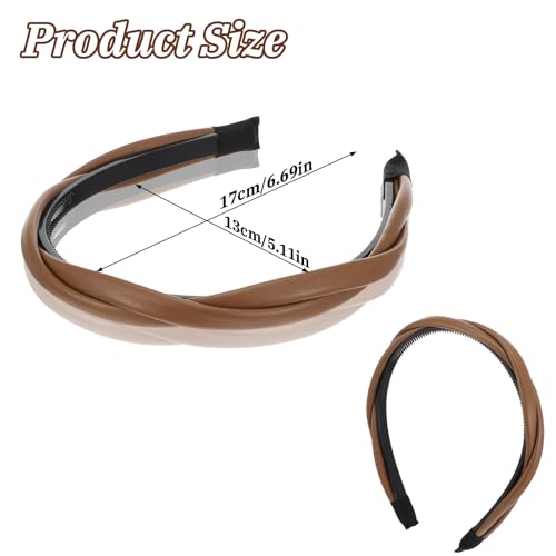 HJZHII 4 Pcs Thin Leather Headbands for Women Non-Slip Soft PU Hair Bands