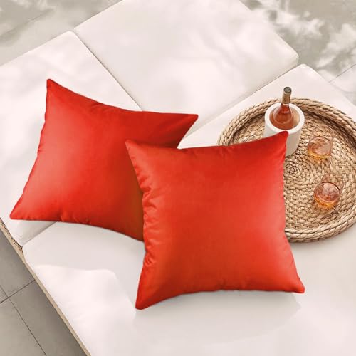 Outdoor Waterproof Pillow Covers 2 Pack 20x20 Square Farmhouse Decorative Throw Pillow Cases