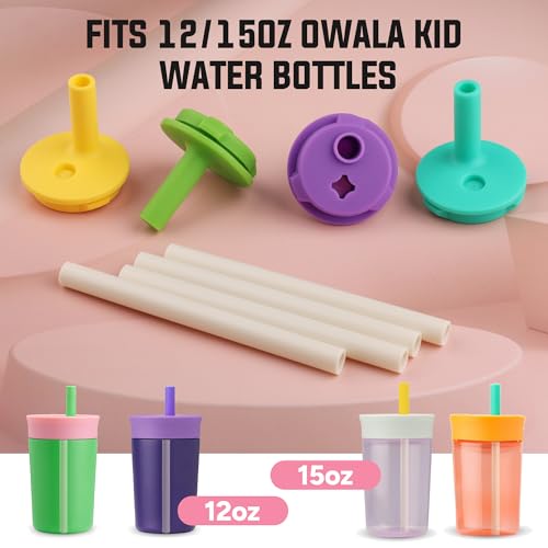 Blue Replacement Bite Valve & Straw Set for Owala Kids 12oz/15oz Bottles